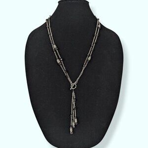 (2/$20) V. 2-Strand Beaded Dangle Necklace